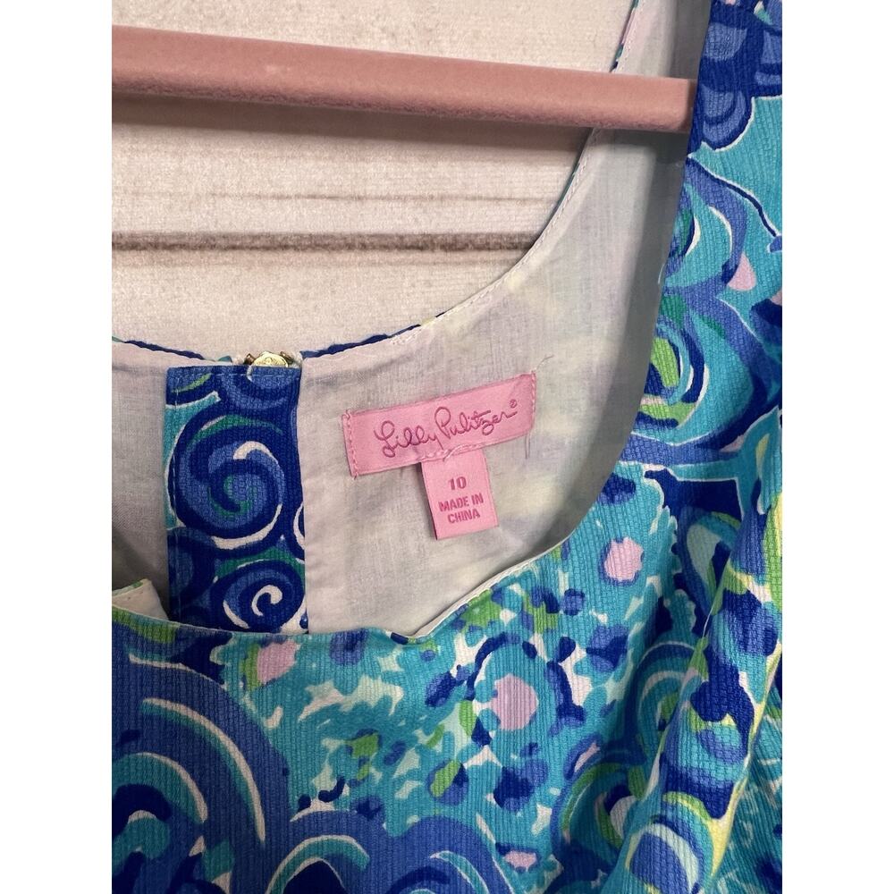 Lilly Pulitzer Blue, Aqua & Lime Print Sleeveless Shift Dress - Picture 3 of 6